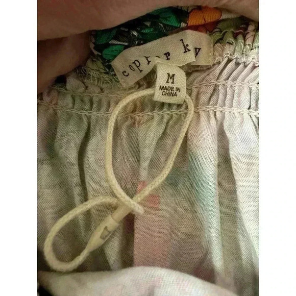 Girls Copper Key Babydoll Tropical Floral Tank Top Size M - Picture 2 of 2